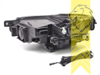 LED, mit LED Blinker, schwarz, nur passend für Fahrzeuge mit original Halogen Scheinwerfern, LED Abblendlicht / LED Fernlicht, elektrisch verstellbar - Stellmotor integriert, Eintragungsfrei / mit E-Prüfzeichen, Eintragungsfrei / mit R87 Zulassung als Tagfahrlicht